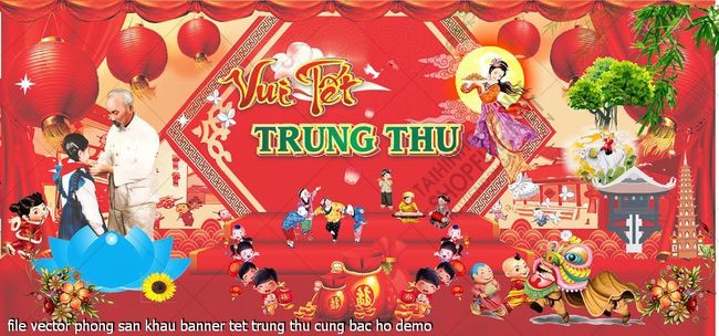 file vector phong san khau banner tet trung thu cung bac ho